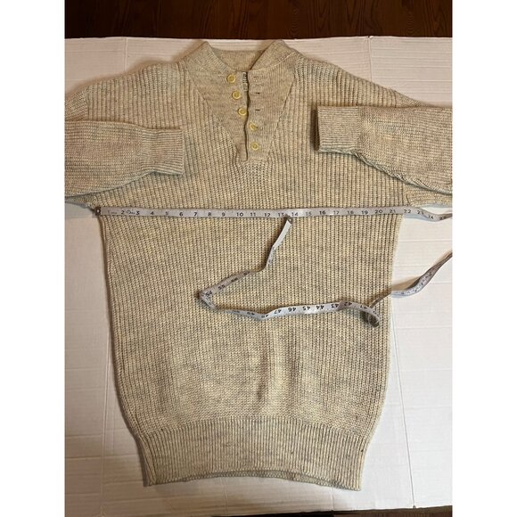 VTG-L.L. Bean Mens-L tall-beige, High Trek Yarn, made in USA grandpa  Sweater - Picture 7 of 9
